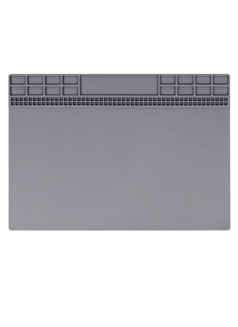 Rubik Soldering Mat 35 * 25cm Insulation Silicone Magnetic Repair Work Mat Heat-Resistant Soldering Station Mat for BGA Soldering Iron Workbench Cell Phone Laptop Repair (TE-613, Grey)  - Image 1