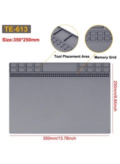 Rubik Soldering Mat 35 * 25cm Insulation Silicone Magnetic Repair Work Mat Heat-Resistant Soldering Station Mat for BGA Soldering Iron Workbench Cell Phone Laptop Repair (TE-613, Grey)  - Image 2
