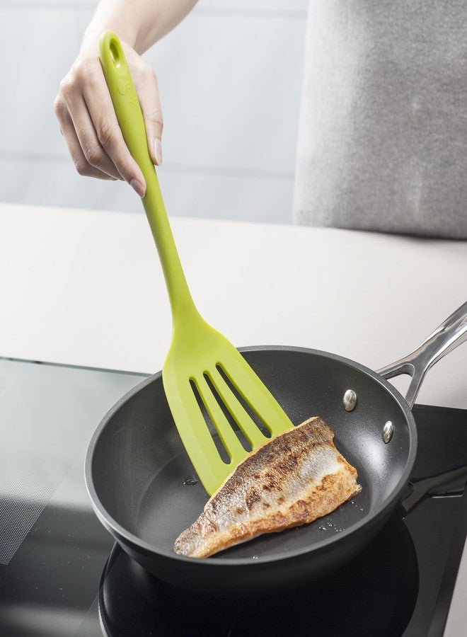 Zeal Silicone Non-Stick Slotted Fish Slice/Cooking Turner (30cm) -Lime - Image 2