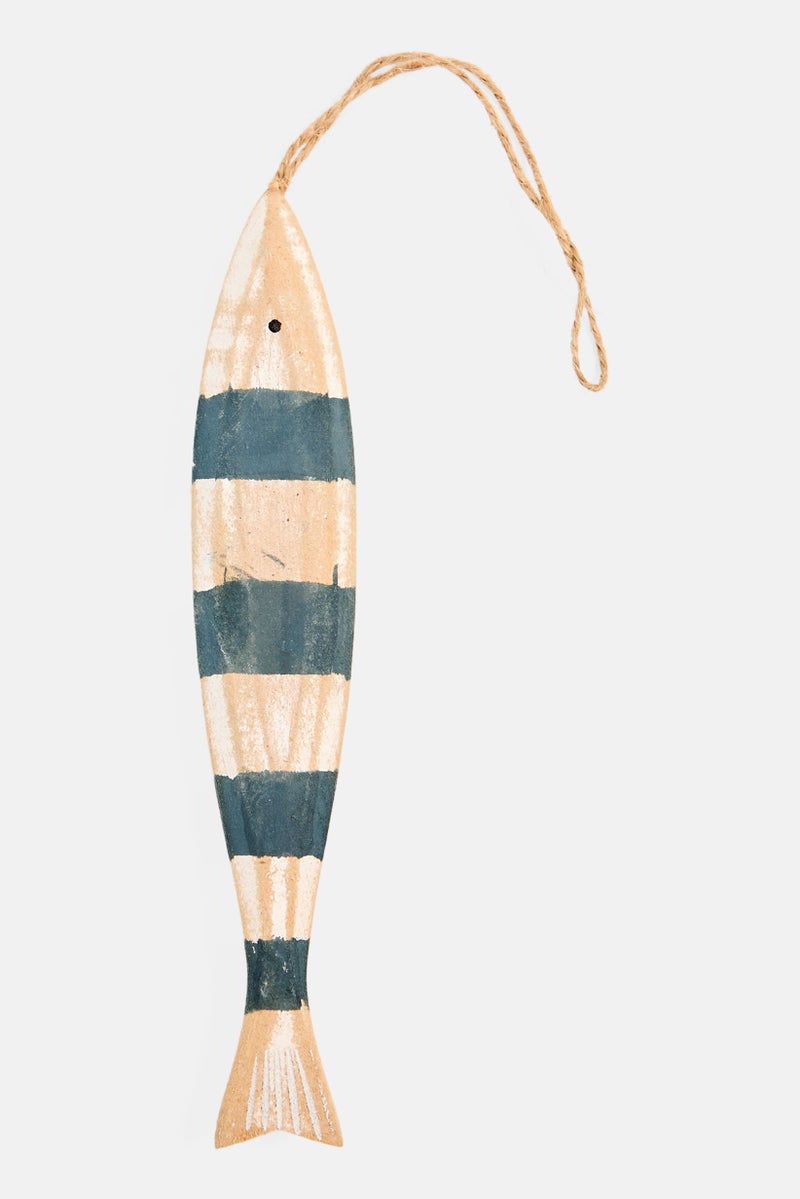 Muy Mucho 1 Piece Wooden Fish Decoration, White/ Blue - Image 2