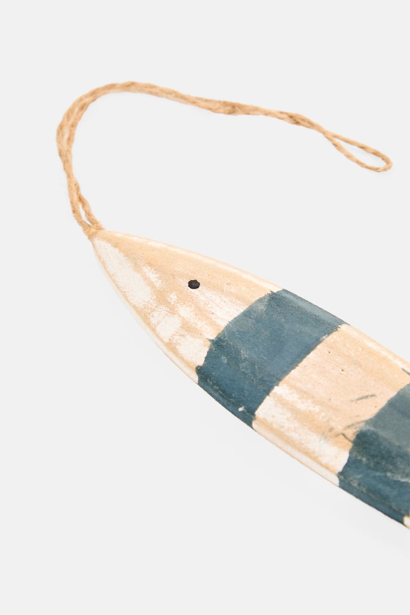 Muy Mucho 1 Piece Wooden Fish Decoration, White/ Blue - Image 3