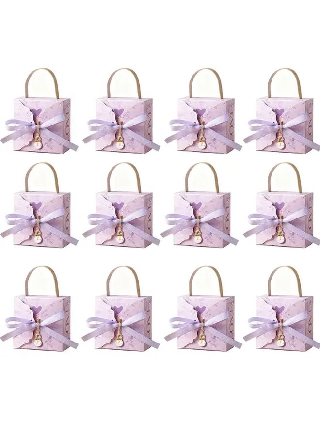 Pink Floral Gift Box Set Of 5 With Golden Bow For Wedding Birthday Party Favors - Image 1