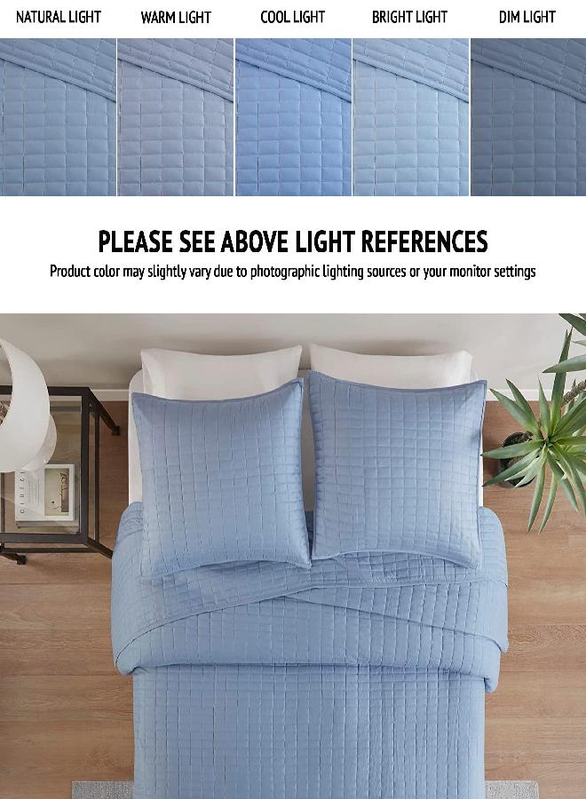 Exclusivo Mezcla Microfiber Queen Size Quilt Set for All Seasons, 3 Piece Flower Pattern Bedspreads Coverlet Set with 2 Shams, Lightweight and Soft Bedding Set, (92"x 96", Navy) - Image 2