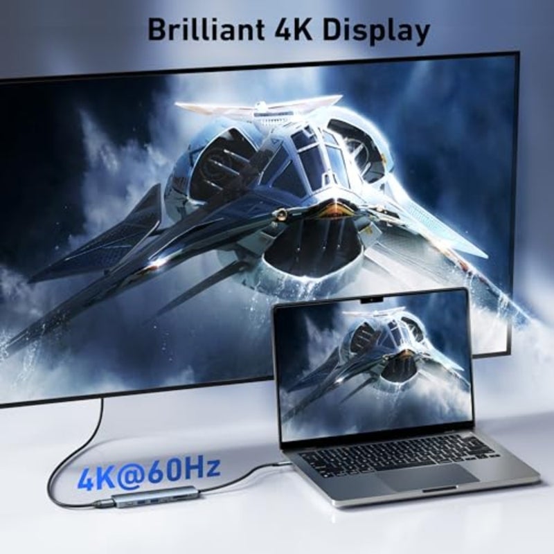 7-in-1 USB C Hub with HDMI 4K@60Hz,2 USB-A, 1 USB-C Data, 100W Charge, SD/TF Card Reader, Silicone Tangle-Free Cable Compatible with MacBook Pro/Air, iPad Pro, iMac, iPhone 15 Pro/Pro Max - Image 3