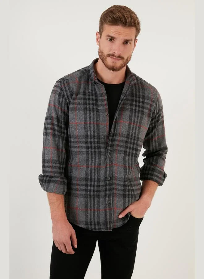 Buratti  Buratti Plaid Long Sleeve Slim Fit Winter Shirt Men's SHIRT CF21W112844 for Men | Best Price UAE