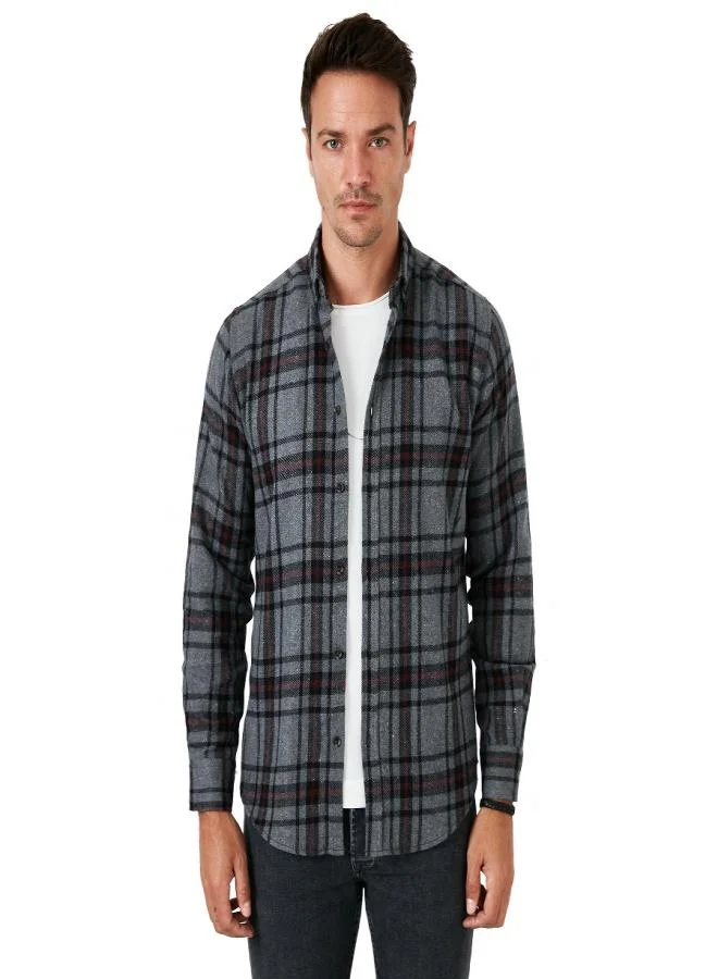 Buratti  Buratti Plaid Long Sleeve Slim Fit Winter Shirt Men's SHIRT CF21W112844 for Men | Best Price UAE