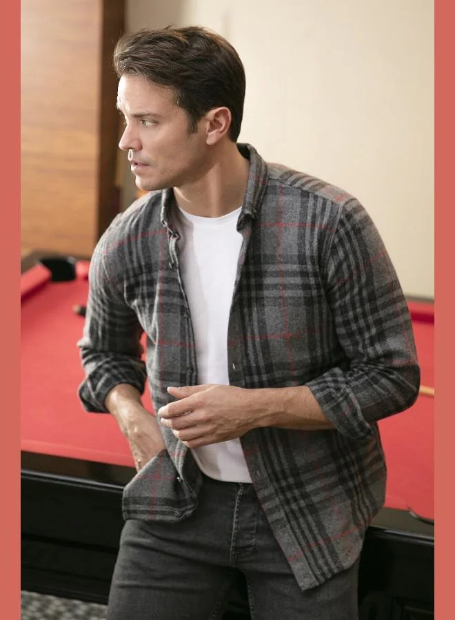 Buratti  Buratti Plaid Long Sleeve Slim Fit Winter Shirt Men's SHIRT CF21W112844 for Men | Best Price UAE