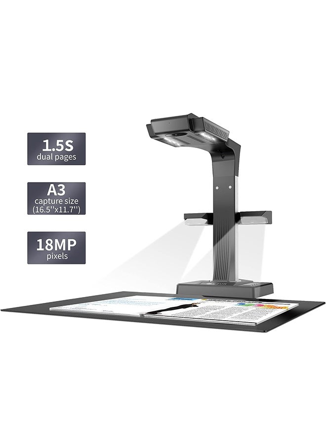 CZUR - ET18 Pro Advanced Professional-Level Book & Document Scanner with Smart OCR for Mac and Windows, Patented Laser Auto-Flatten & Deskew Technology, Convert to PDF/Searchable PDF - Image 1