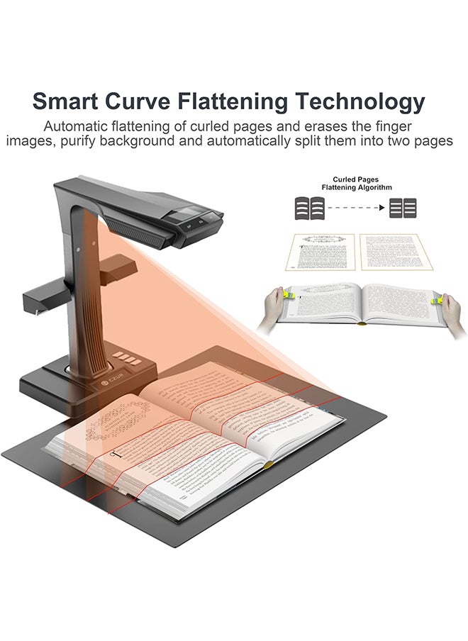 CZUR - ET18 Pro Advanced Professional-Level Book & Document Scanner with Smart OCR for Mac and Windows, Patented Laser Auto-Flatten & Deskew Technology, Convert to PDF/Searchable PDF - Image 1