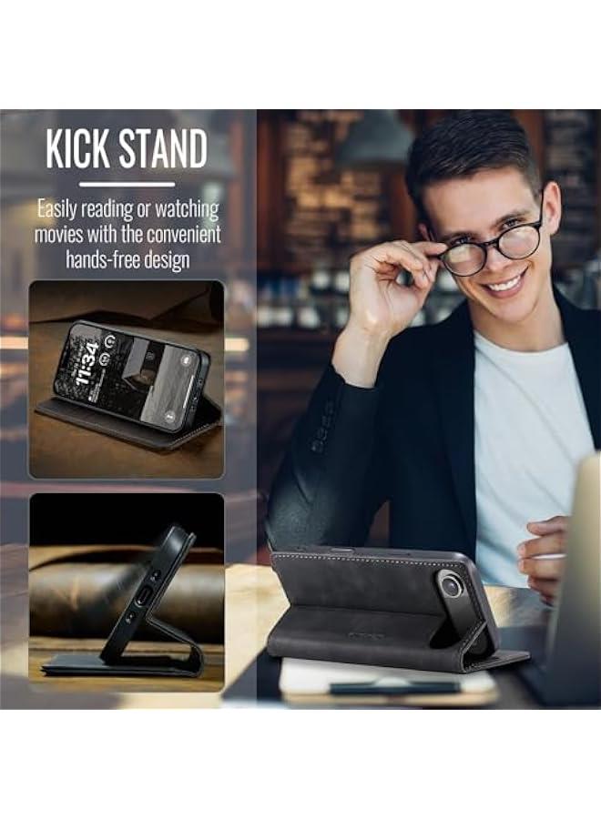 CaseMe Wallet Cover for iPhone 17 Air - Sleek Leather Flip Case with Card Holder and Stand - Black - Image 5