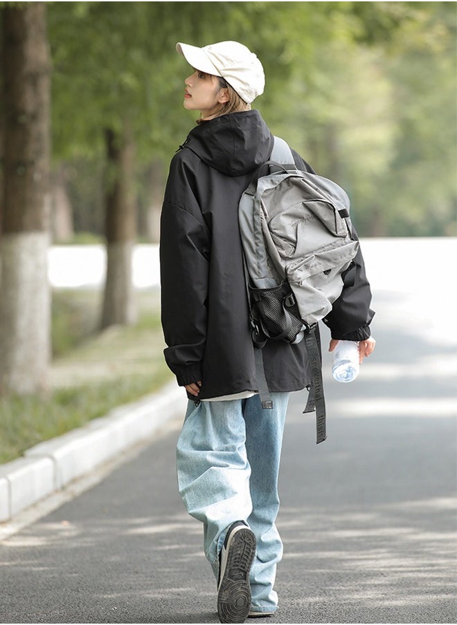 NIBEMINENT Single-layer Windproof Jacket Hiking Suits Black  - Image 5
