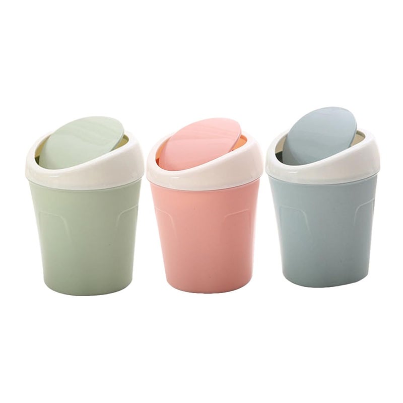 3pcs Mini Desktop Trash Bin with Lid Small Household Waste Container for Office Bedroom Kitchen Tabletop Storage - Image 1