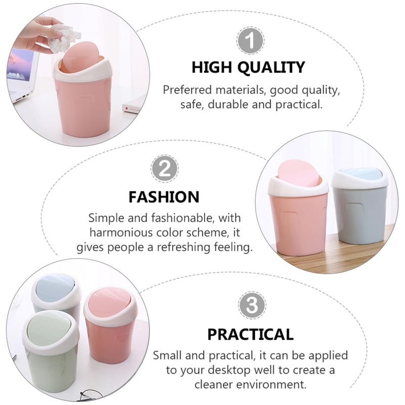 3pcs Mini Desktop Trash Bin with Lid Small Household Waste Container for Office Bedroom Kitchen Tabletop Storage - Image 3