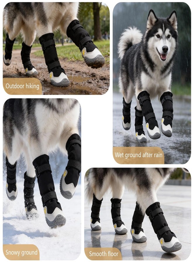 BECEMURU Waterproof Dog Boots for Winter Snow Rain,Non-Slip Dog Shoes for Small to Large Dogs, Paw Protectors for Outdoor Walking Hiking (Black, 2#) - Image 5