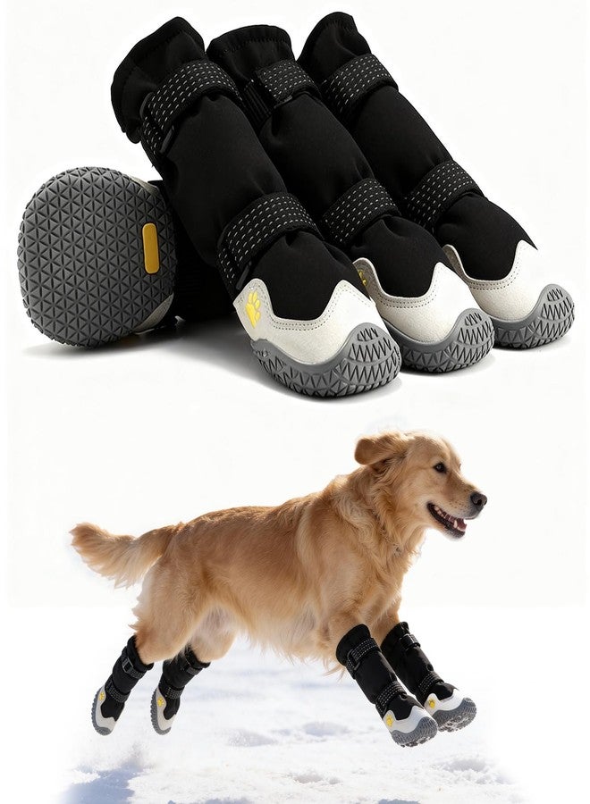 BECEMURU Waterproof Dog Boots for Winter Snow Rain,Non-Slip Dog Shoes for Small to Large Dogs, Paw Protectors for Outdoor Walking Hiking (Black, 2#) - Image 1