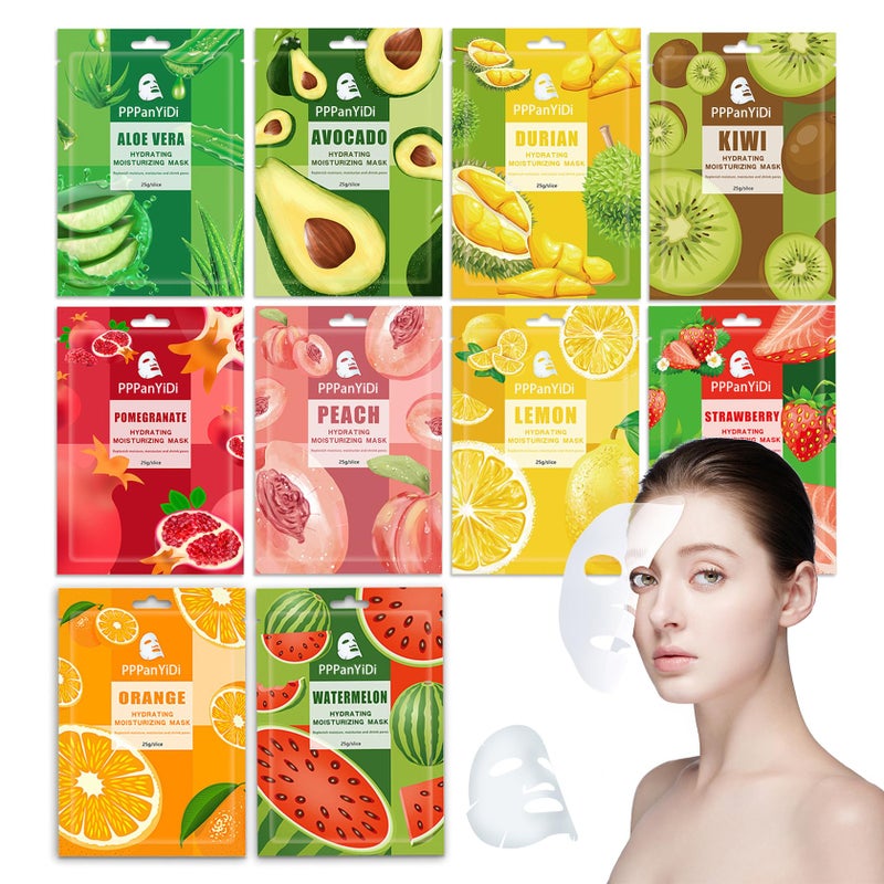 PPPanYiDi 10 Pack Face Sheet Mask Skincare SetHydrating Facial Sheet Mask Skin Care Variety KitMoisturizing Sheet Facemask Skincare Collection Set for All Skin Types