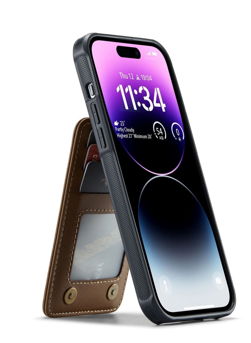 Suteni Back Cover Card Slots Leather Phone Case for iPhone - Image 2