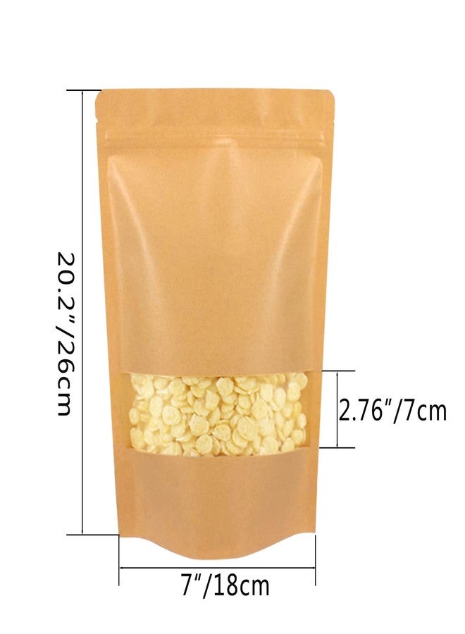 Belinlen 100pcs 7.08x10.27" Kraft Stand Up Pouches Zip Lock Food Storage Bags with Matte Window Multipurpose Kraft Paper Bags Reusable, Heat-Sealable - Image 3
