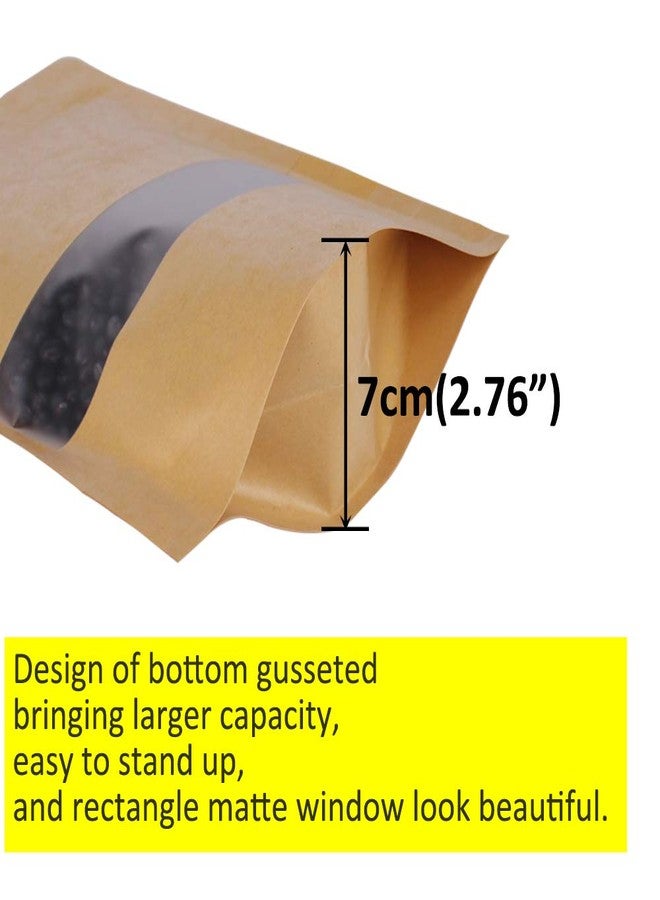Belinlen 100pcs 7.08x10.27" Kraft Stand Up Pouches Zip Lock Food Storage Bags with Matte Window Multipurpose Kraft Paper Bags Reusable, Heat-Sealable - Image 5