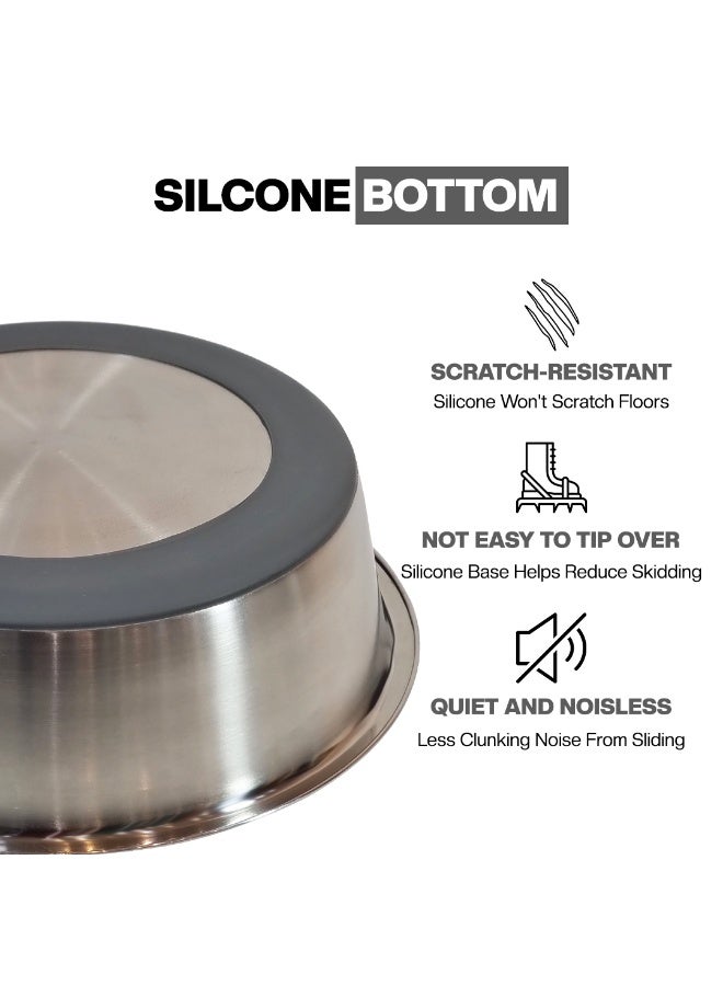 NNC PETS Dog feeding bowl with Non-slip Rubber ring and Smooth rounded edges, Heavy-duty stainless steel dog bowls for Medium to Large breeds, Dishwasher safe, 26 cm (GREY) - Image 3