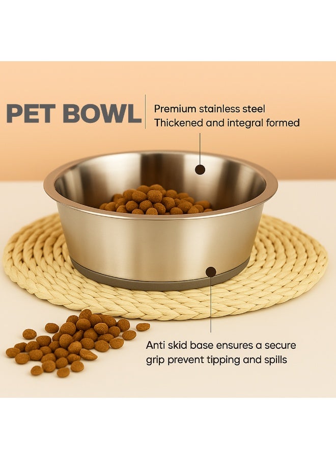 NNC PETS Dog feeding bowl with Non-slip Rubber ring and Smooth rounded edges, Heavy-duty stainless steel dog bowls for Medium to Large breeds, Dishwasher safe, 26 cm (GREY) - Image 4