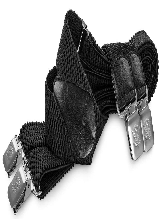 Decalen Mens Suspenders with Very Strong Clips Heavy Duty Braces One Size Fits All Big and Tall Wide Adjustable and Elastic Y Shape (Black) - Image 2