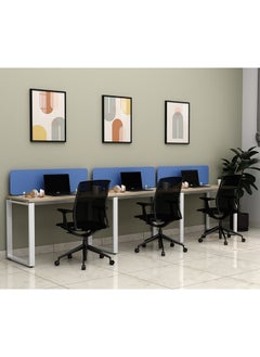 RIGID Three Line Cluster Desk with Partition Holder White 75x360x60cm  - Image 1