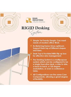 RIGID Three Line Cluster Desk with Partition Holder White 75x360x60cm  - Image 3