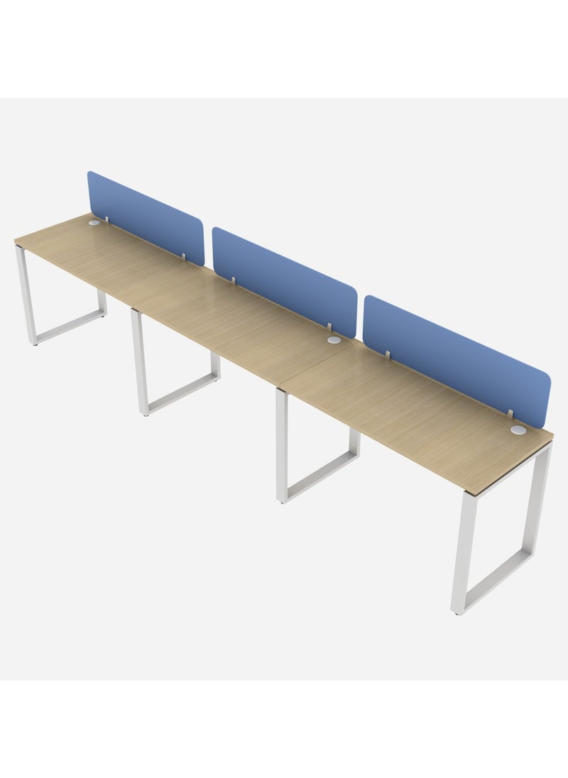 RIGID - Three Line Cluster Desk with Partition Holder White 75x360x60cm - Image 1