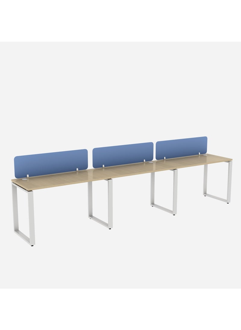 RIGID - Three Line Cluster Desk with Partition Holder White 75x360x60cm - Image 1