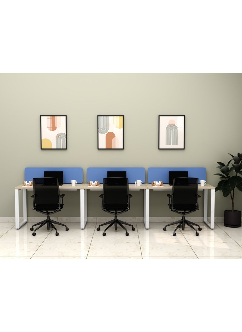 RIGID - Three Line Cluster Desk with Partition Holder White 75x360x60cm - Image 1