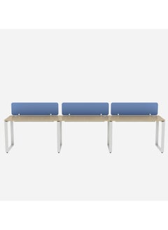 RIGID Three Line Cluster Desk with Partition Holder White 75x360x60cm  - Image 4