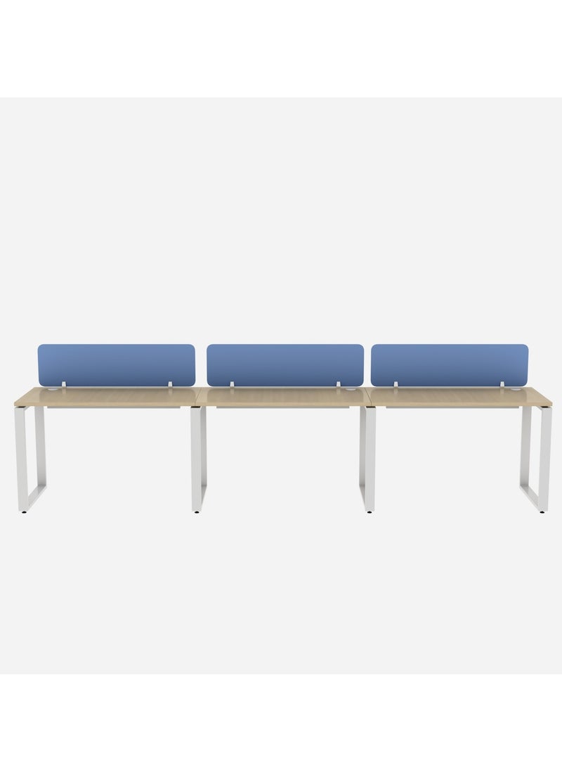 RIGID - Three Line Cluster Desk with Partition Holder White 75x360x60cm - Image 1
