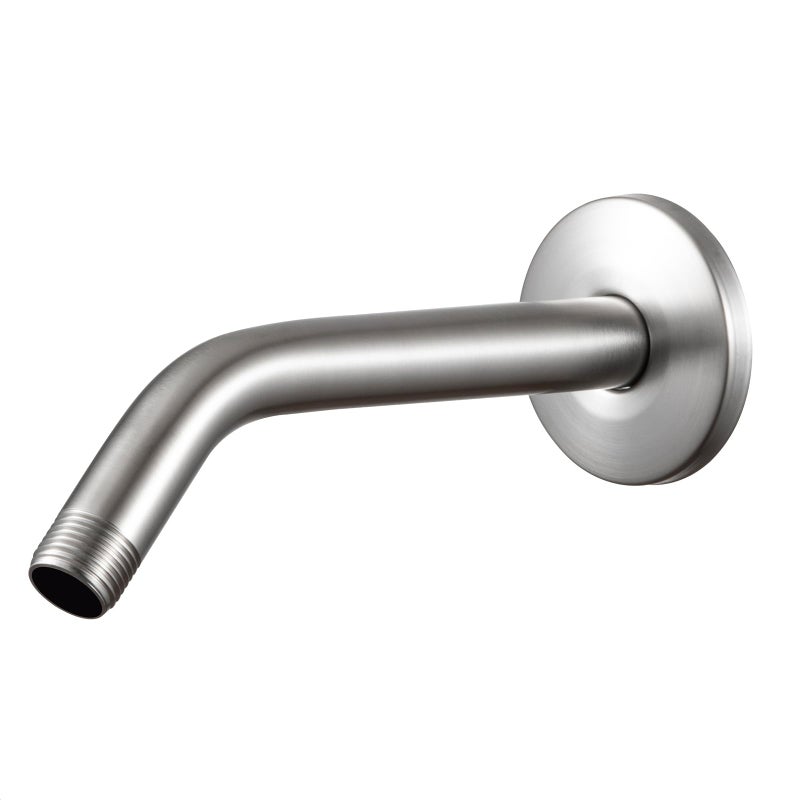 OFFO Shower Arm with Flange 6 in Brushed Nickel Wall Mount Replacement Angle Shower Head Arm WallMounted For Fixed Shower Head Handheld Showerhead