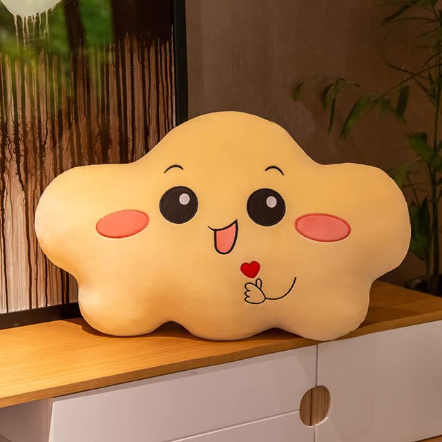 Peach Cuddle Moody Cloud Cushion for Kids Room (45x45 cm, Loving Yellow) Europian Velvet Cushion for Kids, Luxury Kids Furnishing, Decorative Cot Cushion, Nursery Décor, Baby Pillows - Image 1