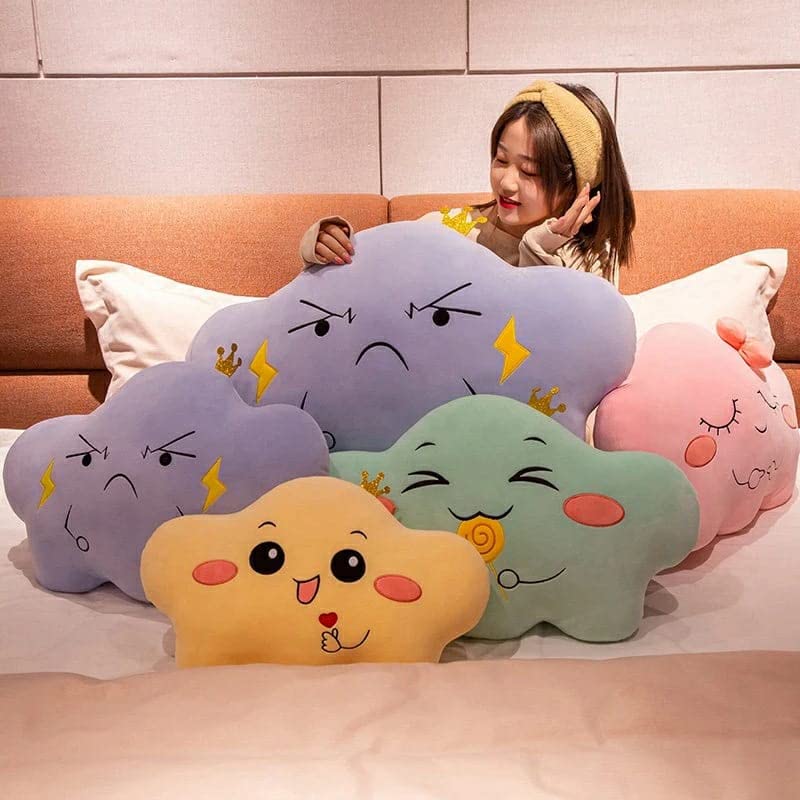 Peach Cuddle Moody Cloud Cushion for Kids Room (45x45 cm, Loving Yellow) Europian Velvet Cushion for Kids, Luxury Kids Furnishing, Decorative Cot Cushion, Nursery Décor, Baby Pillows - Image 2