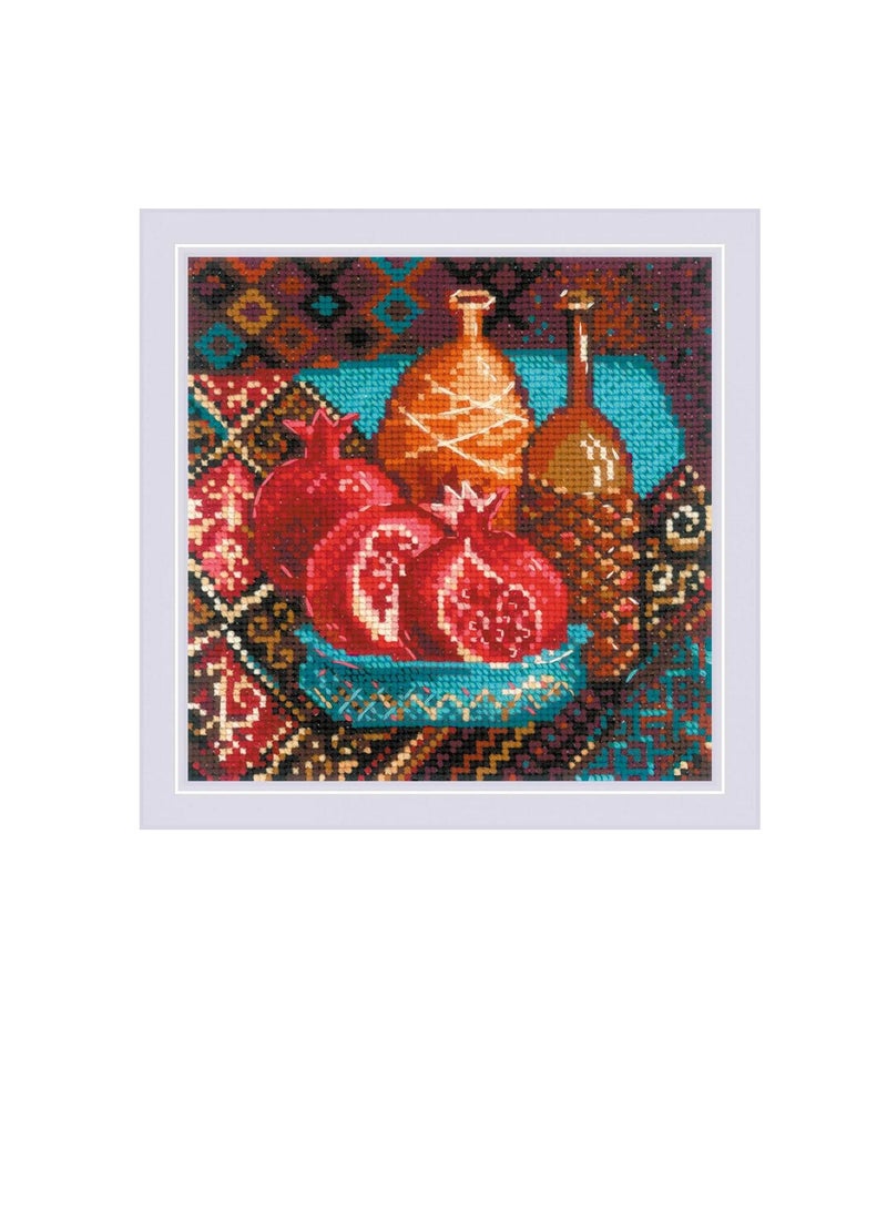 Cross Counted Cross Stitch Kit 7.75in x 7.75in Pomegranates - Image 1