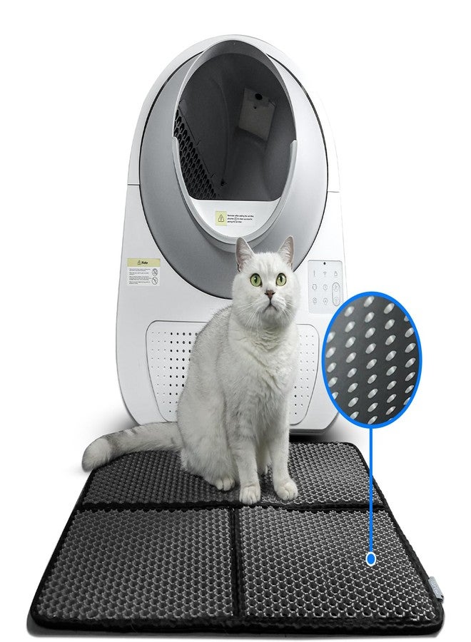 CATLINK Cat Litter Mat Double Layer for Automatic Cat Litter Box, Easy to Clean Kitty Litter Mats for Floor, Scatter Control, Black - Image 1