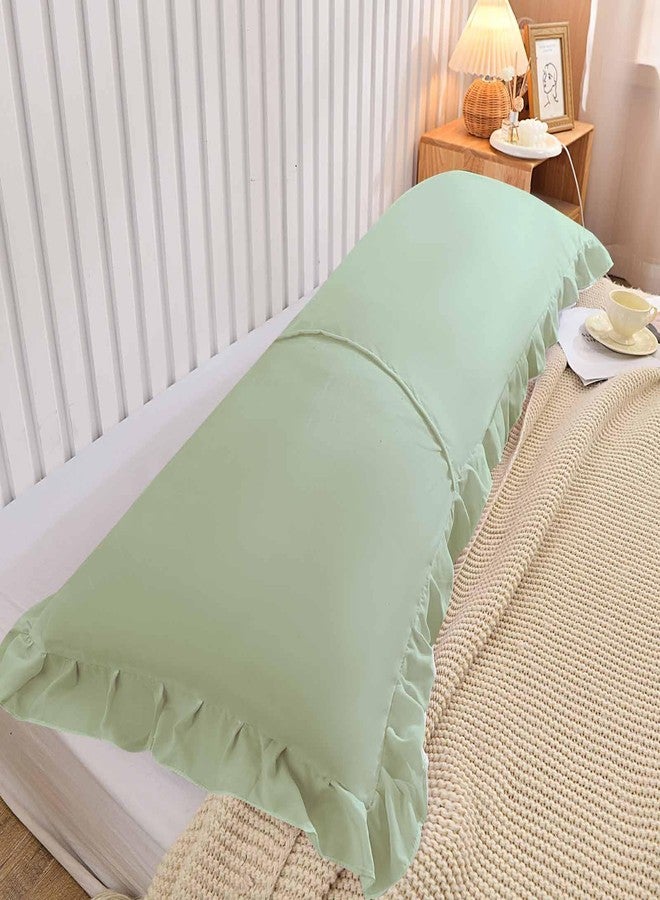 Nanko Body Pillow Case Cover 1 Pack 20x54, Sage Green Ruffled Boho Soft Shabby Chic Microfiber Long Decorative Pillow Covers/Pillow Shams, Comfortable Body Pillowcase for Women Men - Image 5