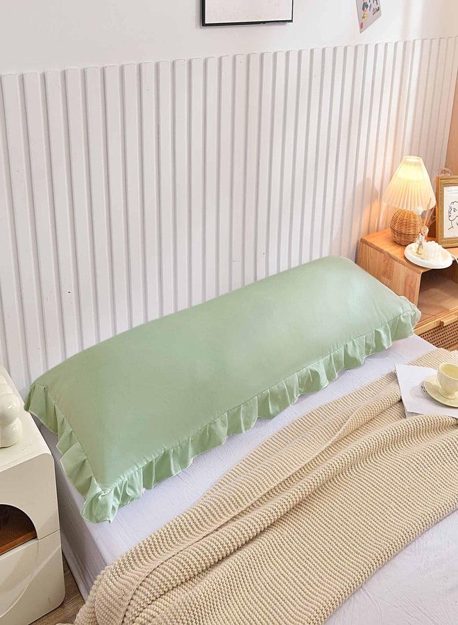 Nanko Body Pillow Case Cover 1 Pack 20x54, Sage Green Ruffled Boho Soft Shabby Chic Microfiber Long Decorative Pillow Covers/Pillow Shams, Comfortable Body Pillowcase for Women Men - Image 3