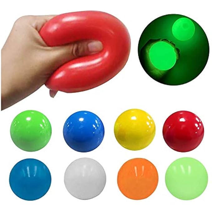 Balls Fluorescent sticky squash sticky target luminous fun sticky target decompression ceiling wall squeeze exhaust toy (Size : 65mm) - Image 2