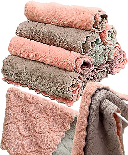 SAOYOAS 12 Pack Kitchen Towels Quick Dry Washcloths, Coral Velvet Dishtowels Multipurpose Reusable Dish Cloths, Soft Tea Towels Absorbent Cleaning Cloths Double-Sided Microfiber Towel Lint Free Cleaning Rags. - Image 1