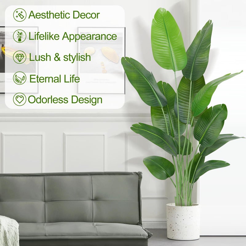 Keeplush Lifelike Bird of Paradise Artificial Plant,6ft Faux Banana Leaf Tree with 13 Trunks - Perfect Indoor Silk Floor Plant for Home Decor in Living Room, Office, and Bedroom 1Pack - Image 3