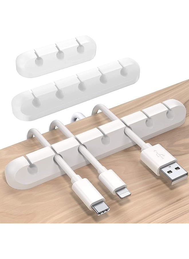 SMILEE Cable Holder Clips, 3-Pack Cable Management Cord Organizer Clips Silicone Self Adhesive for Desktop USB Charging Cable Power Cord Mouse Cable Wire PC Office Home (White)  - Image 1