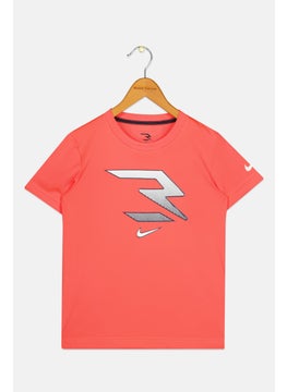 Toddlers Boy Short Sleeve Graphic Print T-Shirts, Coral