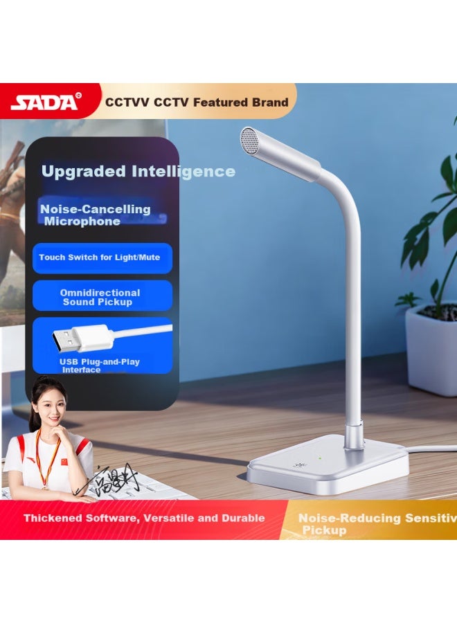 Saida Sada Mk11 Usb Desktop Computer Microphone Condenser Mic For Pc Laptop Karaoke Online Cl Video Conferencing Gaming With Flexible Arm Adjustment - Image 1