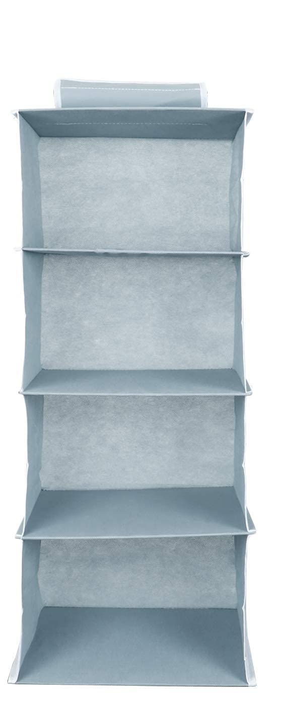 EBOFAB EBOFAB Hanging 4Shelf Closet Wardrobe Organizer 30 x 30 x 80 cm Foldable 4 Layer WardrobeMulticolour  - Image 1
