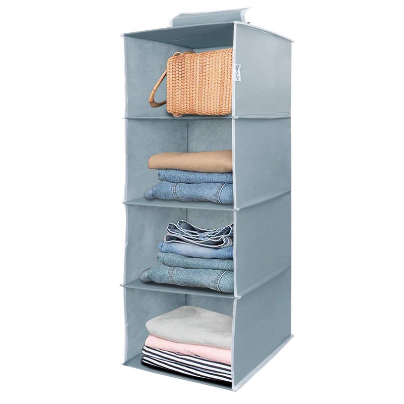 EBOFAB EBOFAB Hanging 4Shelf Closet Wardrobe Organizer 30 x 30 x 80 cm Foldable 4 Layer WardrobeMulticolour  - Image 4