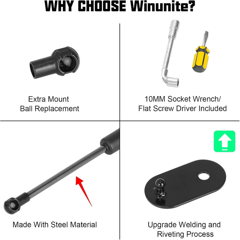 Winunite Compatible with 2015-2025 F150 Blue Tailgate Assist – Stainless Steel Material, Quiet Controlled Descent, No More Slamming Down, No Drill Bolt-On Installation with All Tools Included - Image 4