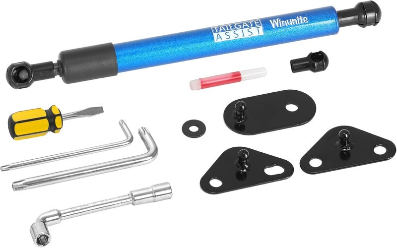 Winunite Compatible with 2015-2025 F150 Blue Tailgate Assist – Stainless Steel Material, Quiet Controlled Descent, No More Slamming Down, No Drill Bolt-On Installation with All Tools Included - Image 1